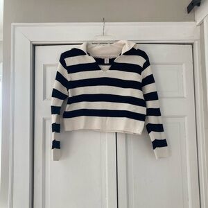 Sincerely Jules | Black and White Striped V-Neck Sweater